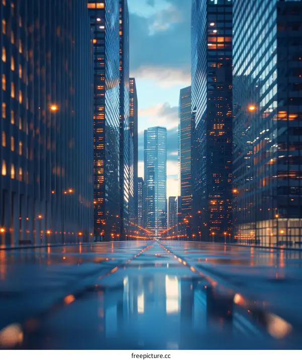 Cityscape Night Metropolis Buildings Street