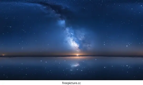 Milky Way Reflection on a Calm Lake at Night