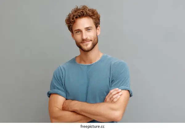 Confident Caucasian Male Portrait Studio Shot