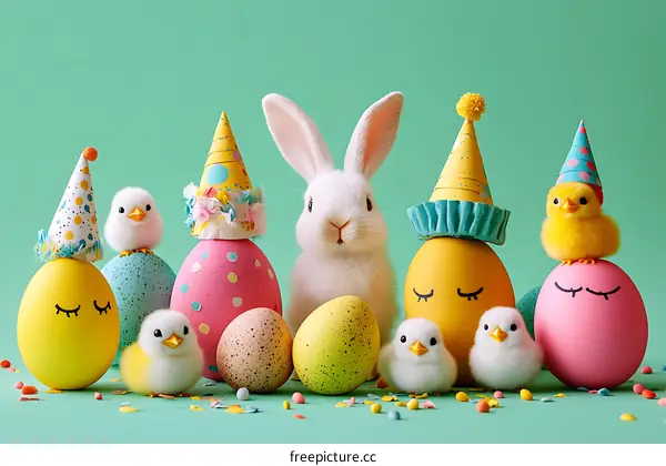 Easter Celebration with Eggs and Animals