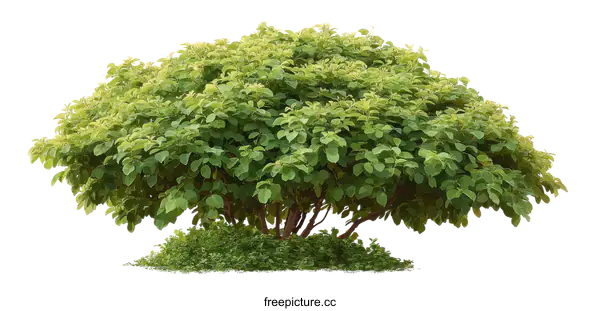 [Transparent Background PNG]Green Leafy Shrub with Dense Foliage in Garden Setting