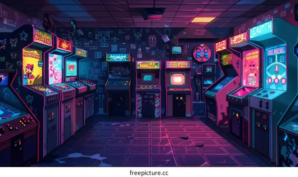 Retro arcade with neon lights