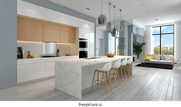 Modern Minimalist Kitchen Interior Design Illustration