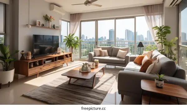 Airy and Modern Living Room With Plants