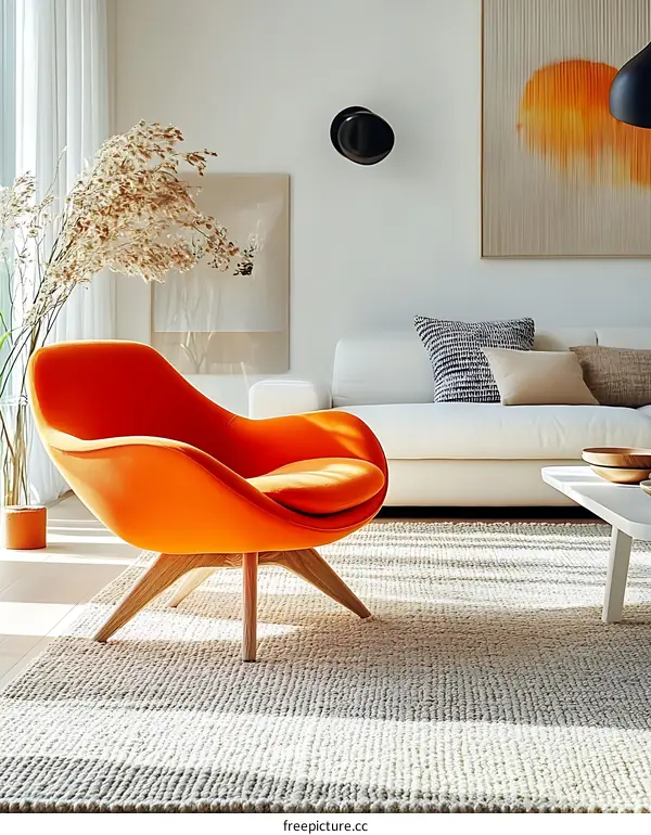 Modern Living Room Orange Armchair Design