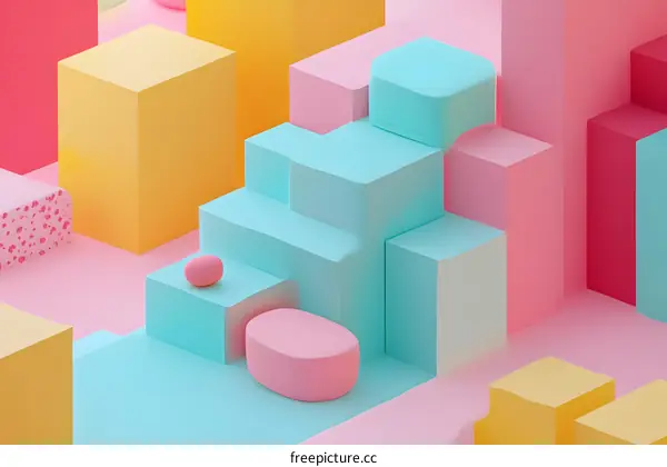 Abstract 3D Rendered Pastel Color Shapes Background