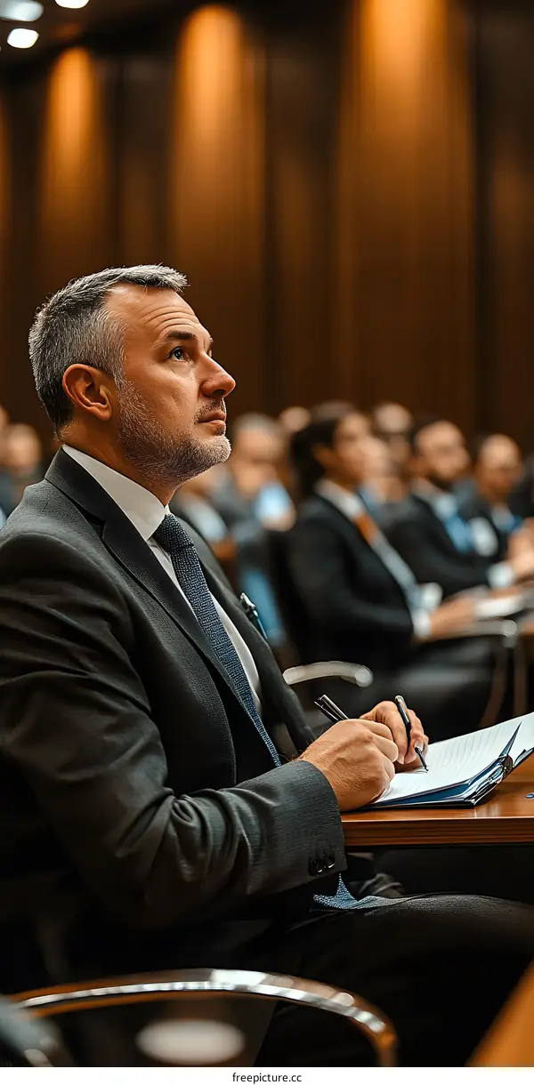 Businessman Taking Notes During Conference