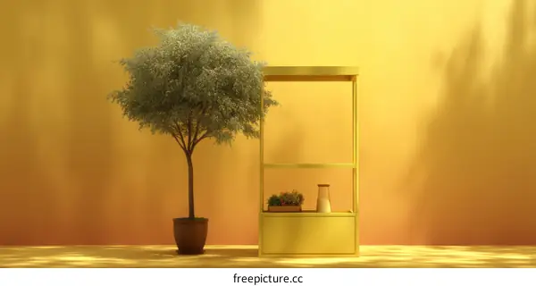 Stylish Minimalist Display Stand with Plant