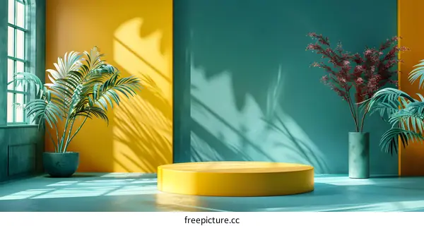 Yellow Cylinder Podium