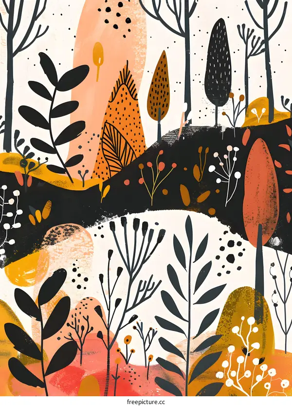 Abstract Forest Illustration With Person