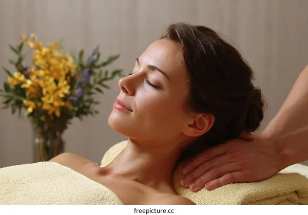 Relaxed Woman Receiving Professional Spa Massage Therapy