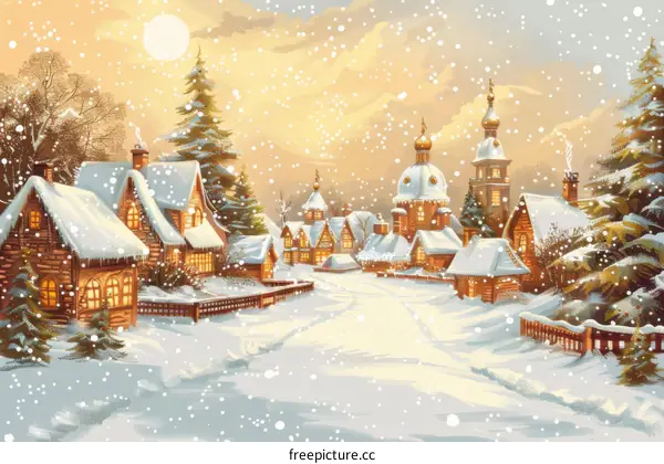 A Russian Village in the Snow