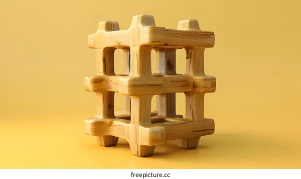 3D rendering of a wooden hashtag symbol