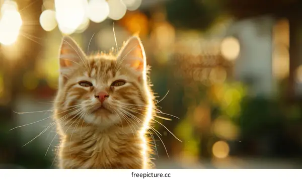 Ginger Cat Portrait in Sunlight