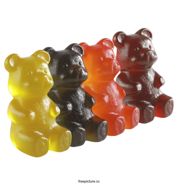[Transparent Background PNG]Colorful Gummy Bears in Row