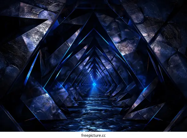Blue and Black Futuristic Space Tunnel