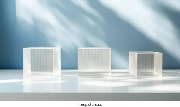 Modern Abstract Display Stands with Daylight Shadows