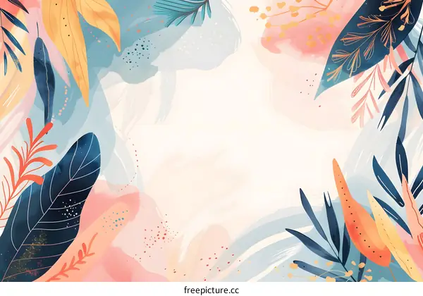 Abstract Floral Watercolor Illustration with White Background