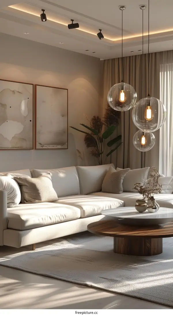 Modern Beige Living Room Interior Design