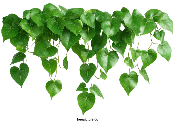 [Transparent Background PNG]Hanging Heart-Shaped Leaves Isolated on White Background