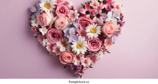 A stunning heart-shaped arrangement of pink and white flowers