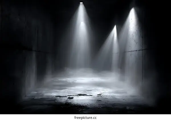 Dramatic Concrete Tunnel with Spotlights