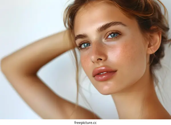 portrait of a young woman with freckles