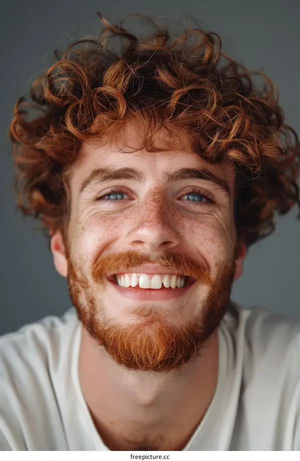 Closeup Portrait of a Man with Red Curly Hair
