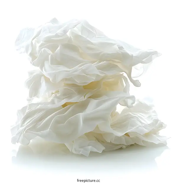 Stack of white tissues on white background