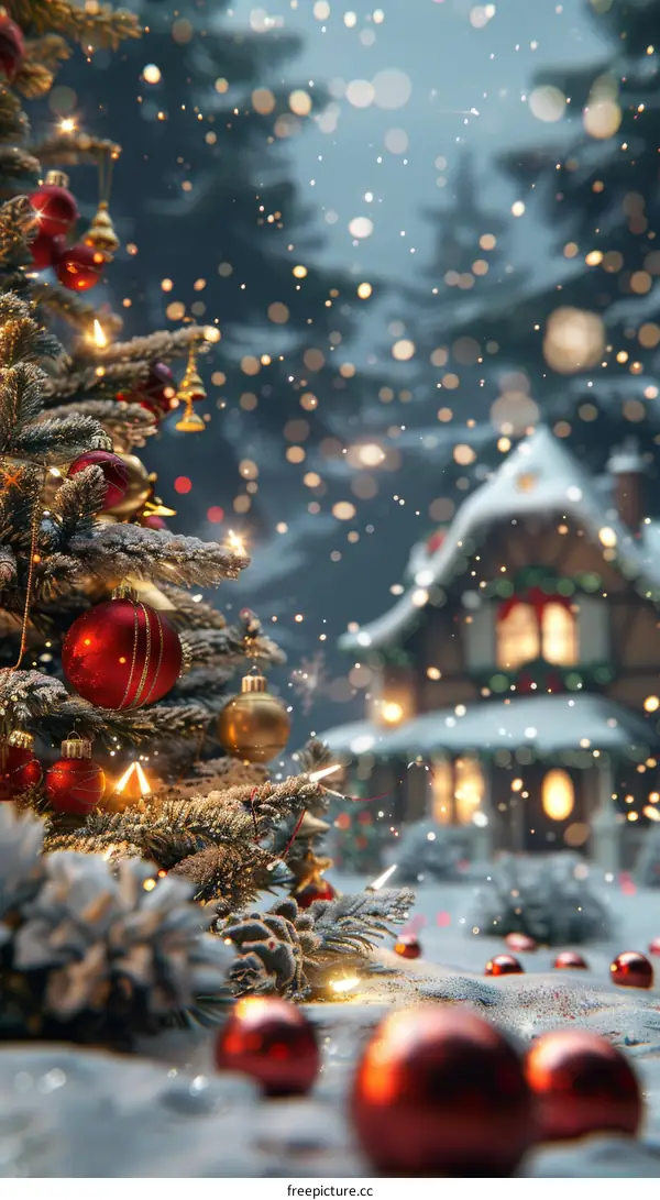 Snowy Christmas Eve Night in the Village