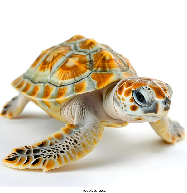 Baby Sea Turtle on White Background