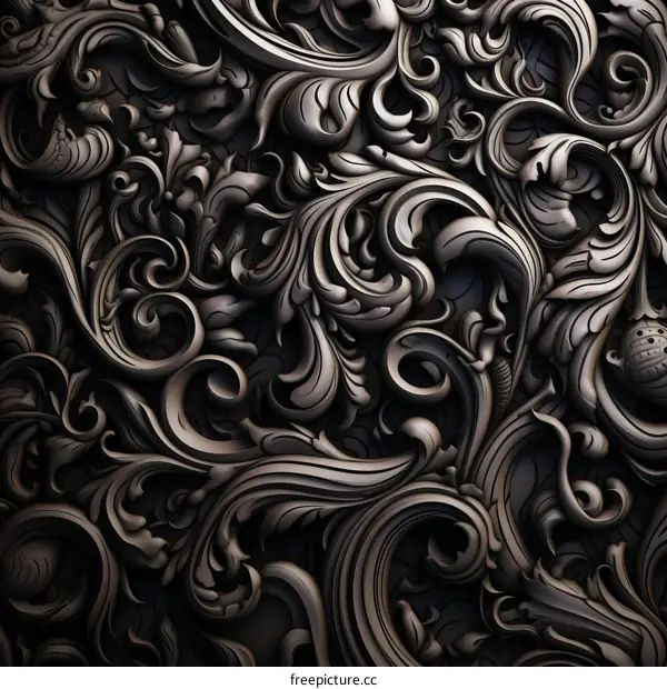 Black and white floral intricate seamless pattern