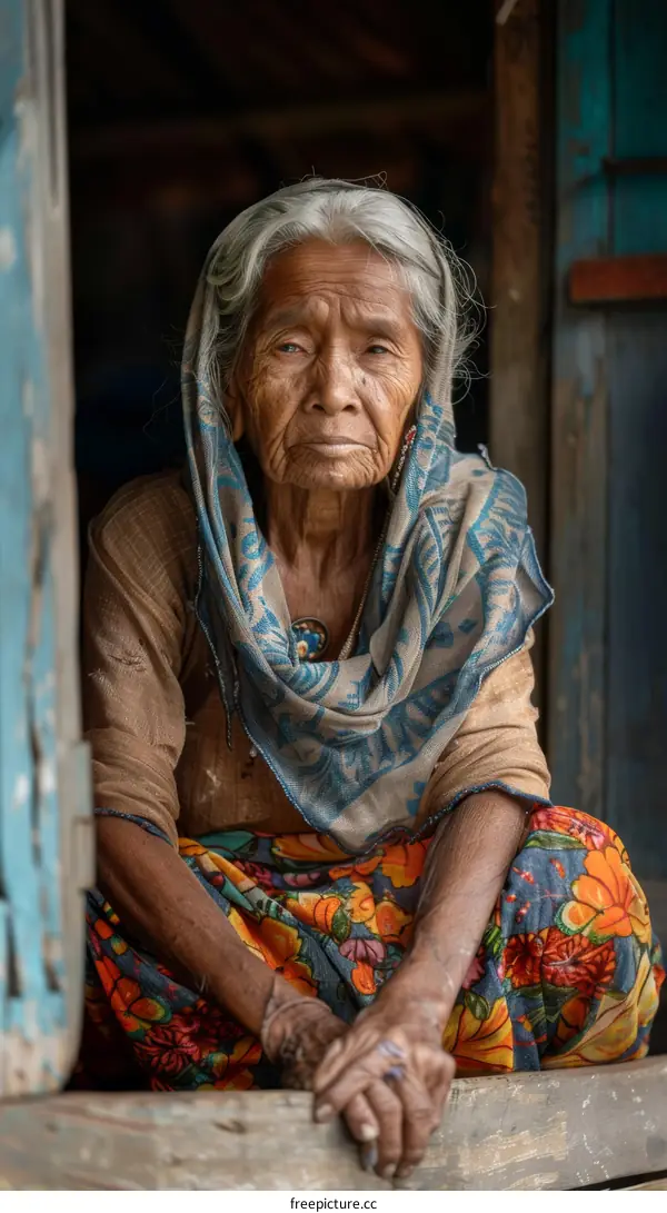 Portrait of an Elderly Woman in Traditional Attire