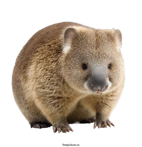 [Transparent Background PNG]Cute Wombat Sitting on a White Background