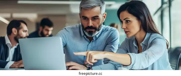 Business Professionals Working Together on a Laptop