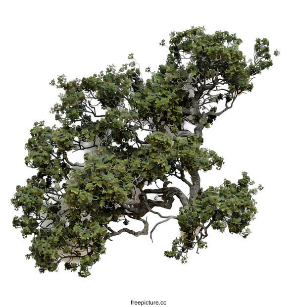 [Transparent Background PNG]Green Tree Branches Isolated on White Background