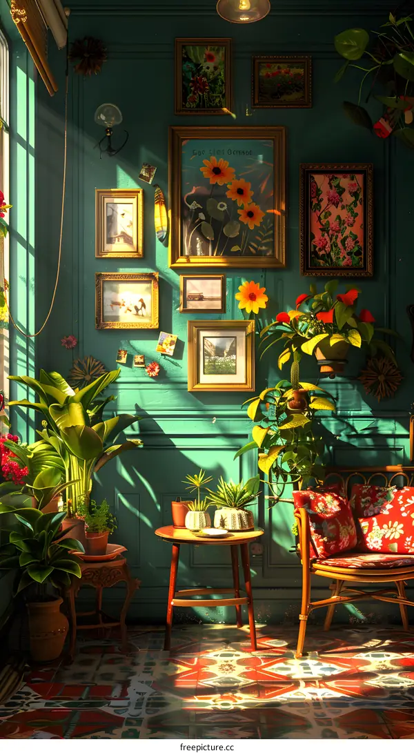 Indoor plants in a sunlit room