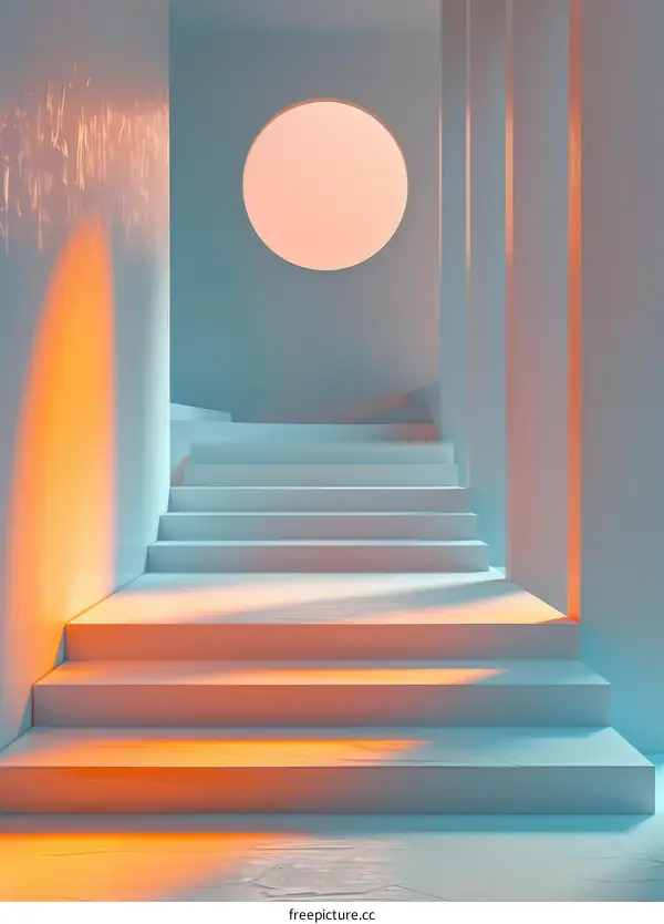 Minimalist Staircase with Circular Window