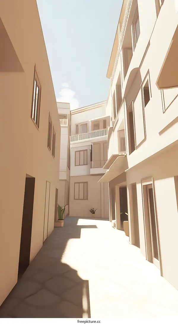 Sunlit Alleyway in a European City