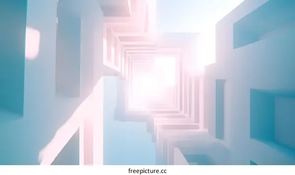 Abstract White Architecture Tunnel with Light