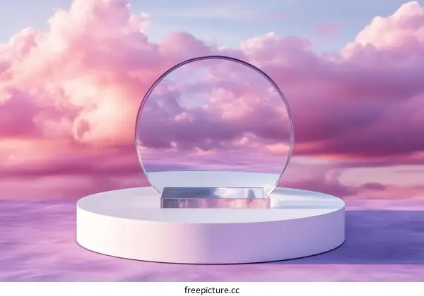 Abstract Pink Sunset Display Podium