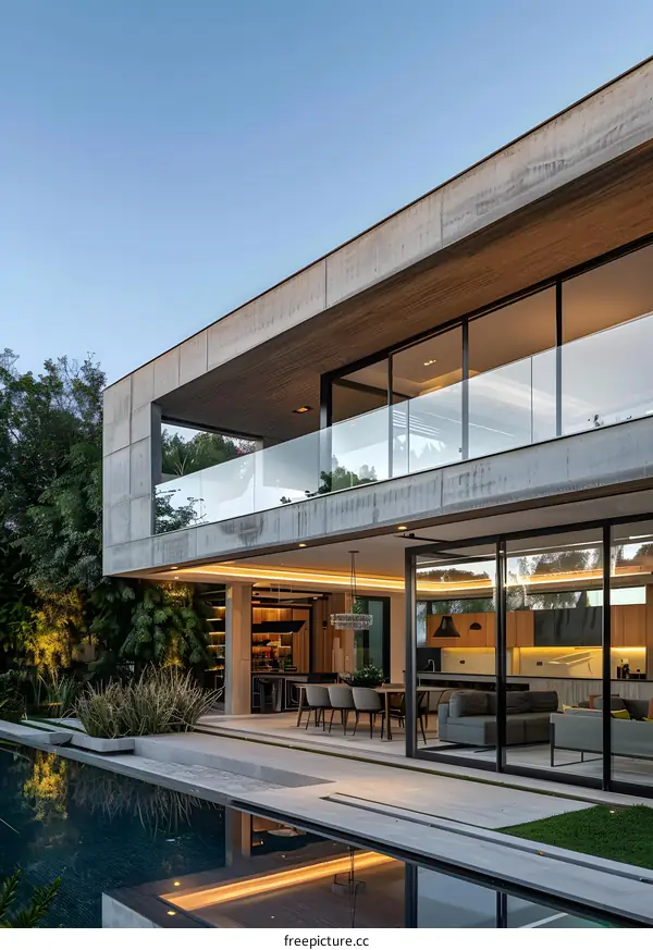 Modern Concrete House with Pool and Patio