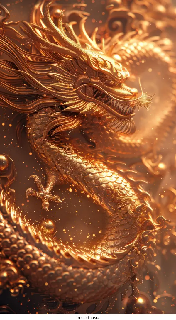 Golden Dragon 3D Illustration