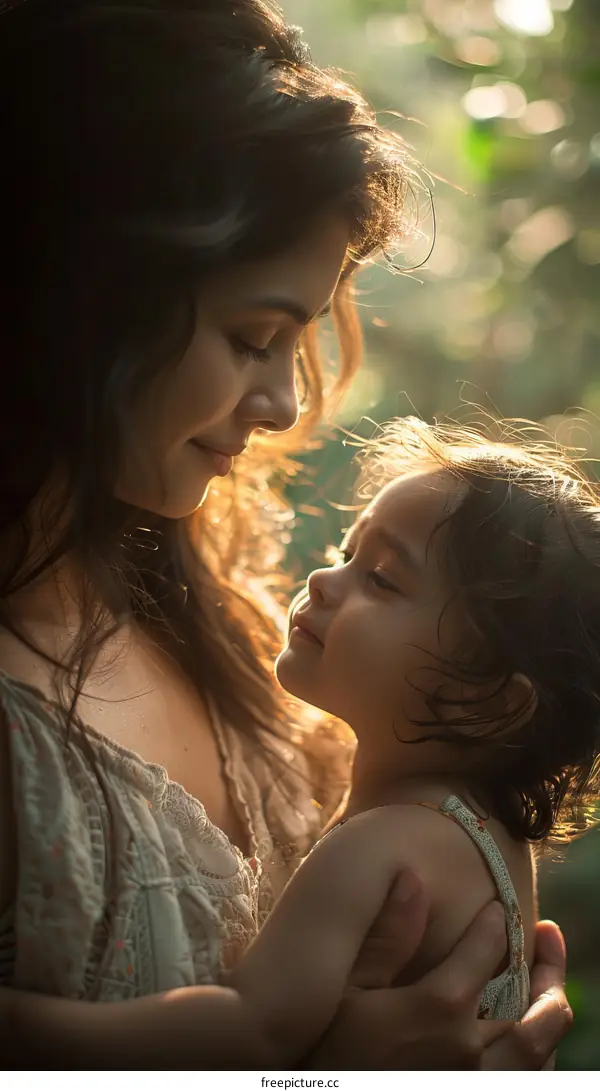 Mother and child enjoying a tender moment together