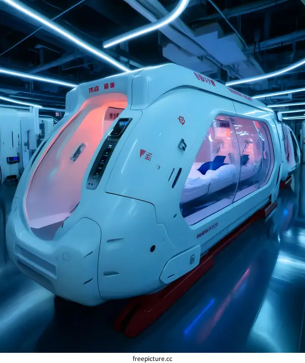 Futuristic Medical Pod for Sleep Therapy and Relaxation