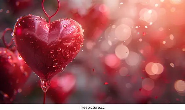 Love and Valentines Day Background with a Dripping Red Heart