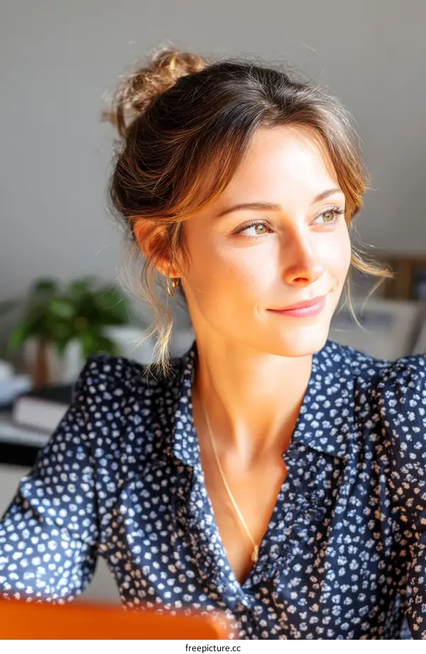 Young Caucasian Woman Posing Thoughtfully
