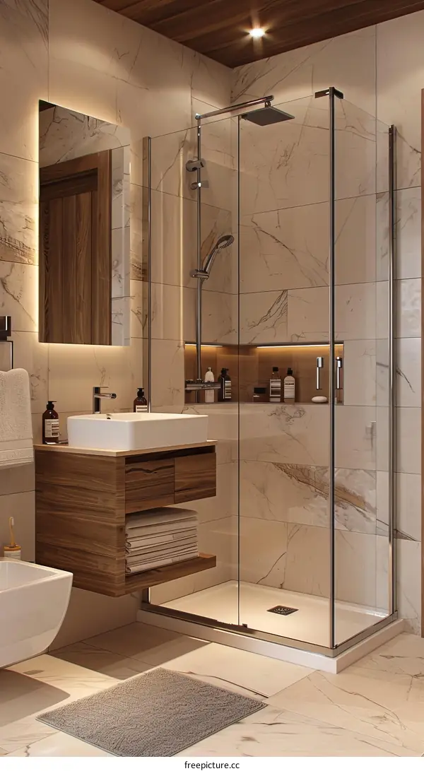 Modern Bathroom Design with Glass Shower