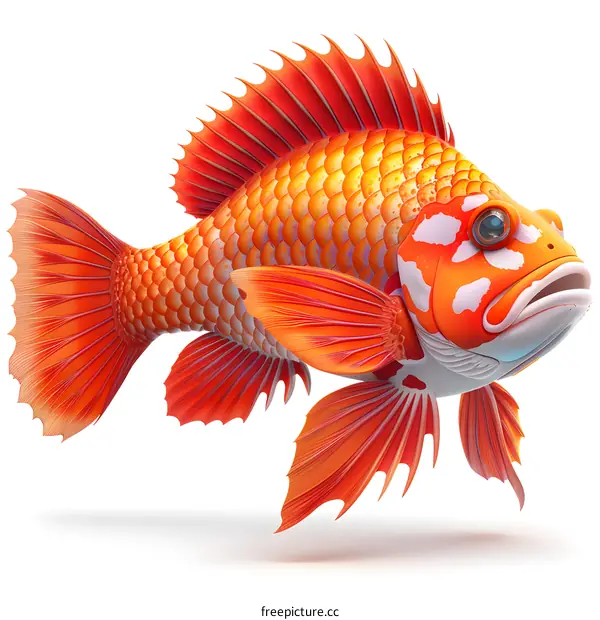 A 3D illustration of a red fish