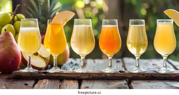 Assortment of Apple Cider Flavors in Glasses